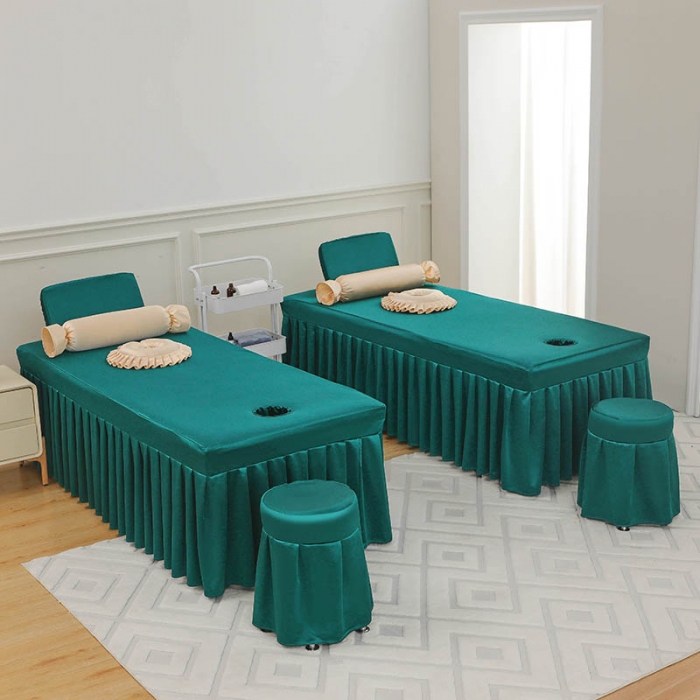 91家纺网 家纺一手货源 找家纺 控价198 不打烊家纺 2025新款冰丝B款美容床罩 冰丝B款-孔雀蓝