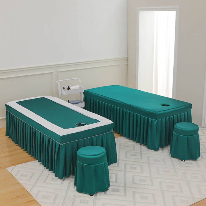 91家纺网 家纺一手货源 找家纺 控价198 不打烊家纺 2025新款冰丝B款美容床罩 冰丝B款-孔雀蓝