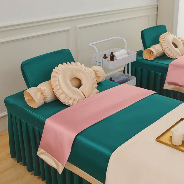 91家纺网 家纺一手货源 找家纺 控价198 不打烊家纺 2025新款冰丝B款美容床罩 冰丝B款-孔雀蓝