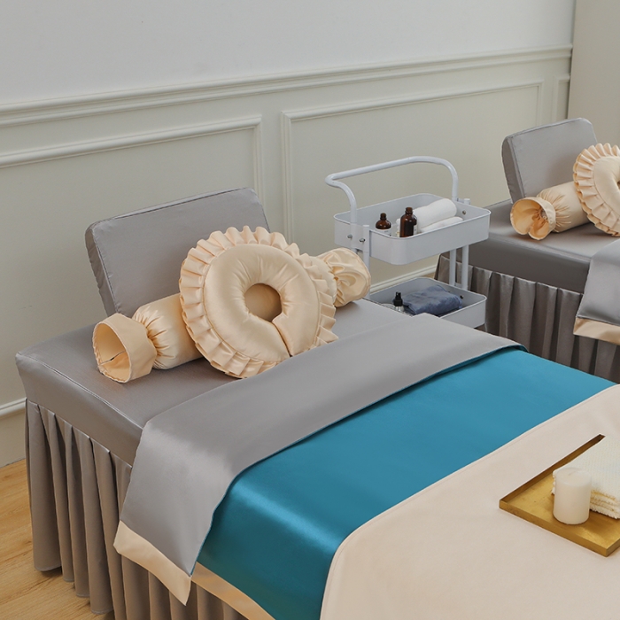 91家纺网 家纺一手货源 找家纺 控价198 不打烊家纺 2023新款冰丝撞色款美容床罩 冰丝撞色款-蓝色