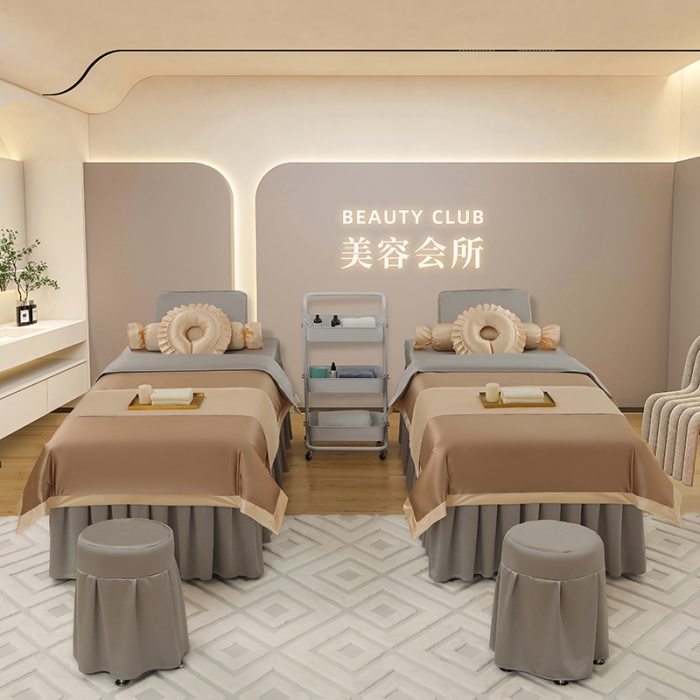 91家纺网 家纺一手货源 找家纺 控价198 不打烊家纺 2023新款冰丝撞色款美容床罩 冰丝撞色款-驼色