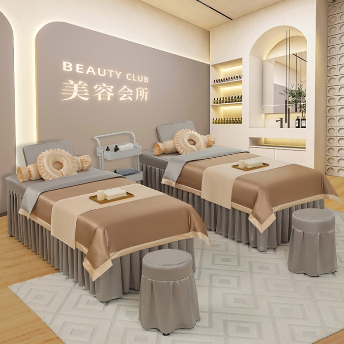 91家纺网 家纺一手货源 找家纺 控价198 不打烊家纺 2023新款冰丝撞色款美容床罩 冰丝撞色款-驼色