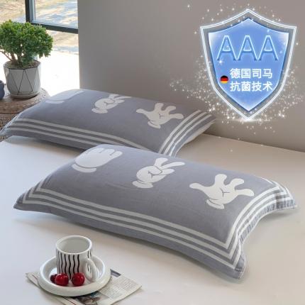 91家纺网 家纺一手货源 找家纺 爱港 新款A类防螨抗菌全棉纯棉防滑纱布枕头巾 猜丁壳-云灰A类防螨抗菌