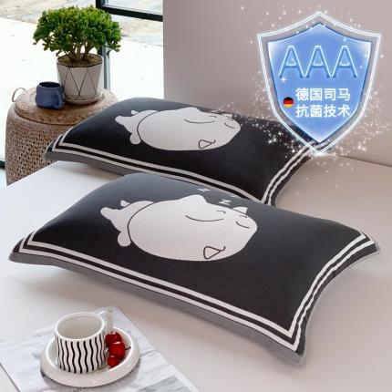 91家纺网 家纺一手货源 找家纺 爱港 新款A类防螨抗菌全棉纯棉防滑纱布枕头巾 酣睡-青灰A类防螨抗菌