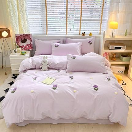 91家纺网 家纺一手货源 找家纺 （总）丽美人家纺 2023新款水洗棉卡通毛巾绣四件套