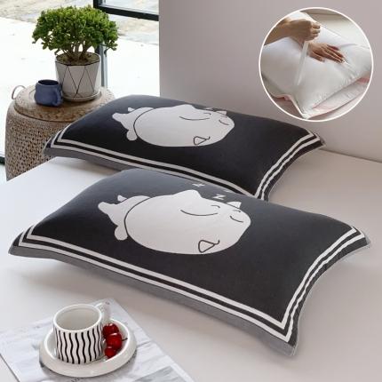 91家纺网 家纺一手货源 找家纺 爱港 A类防螨抗菌全棉纯棉防滑纱布枕头巾 酣睡-青灰A类防螨抗菌绑带款