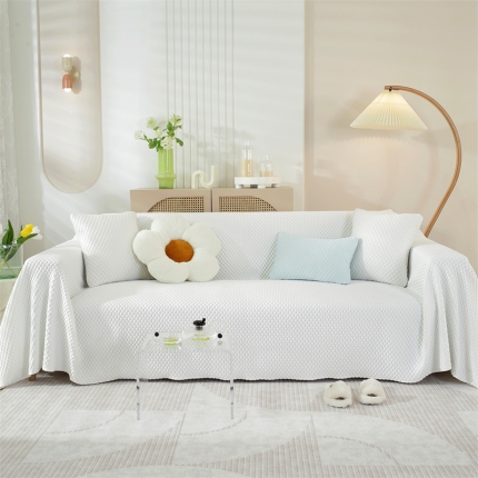 91家纺网 家纺一手货源 找家纺 2023夏季凉感冰丝沙发巾盖布现代简约凉豆豆一片式防滑高级感沙发套罩