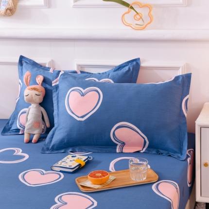 91家纺网 家纺一手货源 找家纺 多品家纺 2023新款12868全棉双针单枕套 心恋曲蓝