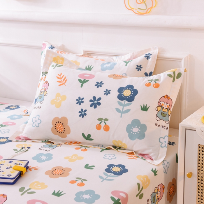 91家纺网 家纺一手货源 找家纺 多品家纺 2023新款12868全棉双针单枕套 爱莎花园