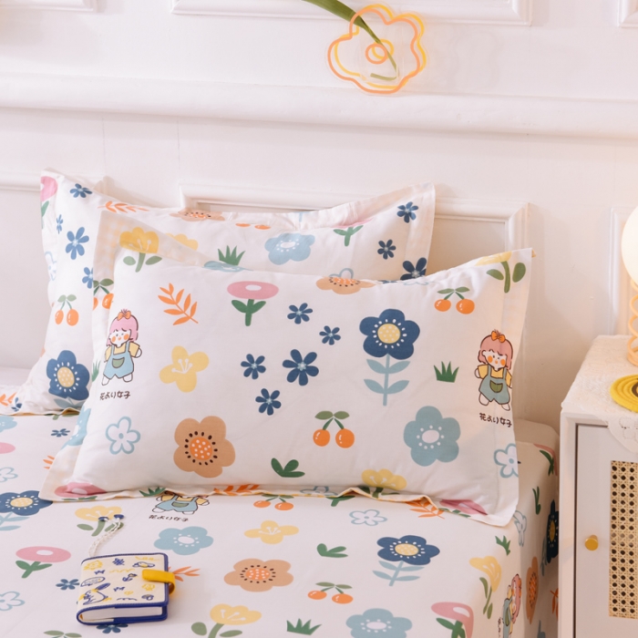 91家纺网 家纺一手货源 找家纺 多品家纺 2023新款12868全棉双针单枕套 爱莎花园