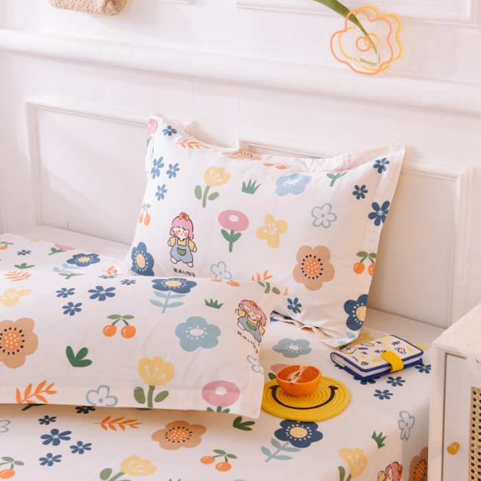 91家纺网 家纺一手货源 找家纺 多品家纺 2023新款12868全棉双针单枕套 爱莎花园