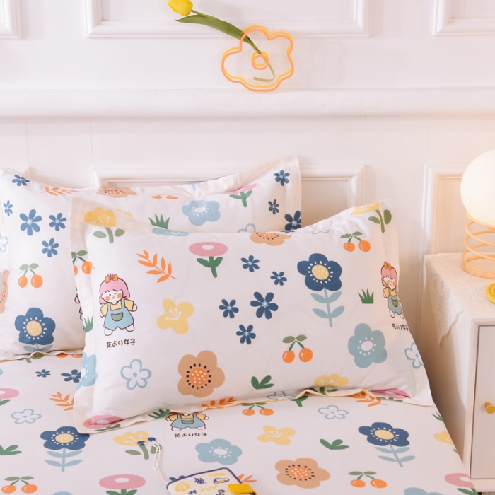 91家纺网 家纺一手货源 找家纺 多品家纺 2023新款12868全棉双针单枕套 爱莎花园