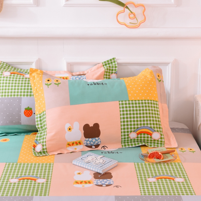 91家纺网 家纺一手货源 找家纺 多品家纺 2023新款12868全棉双针单枕套 贝妮兔