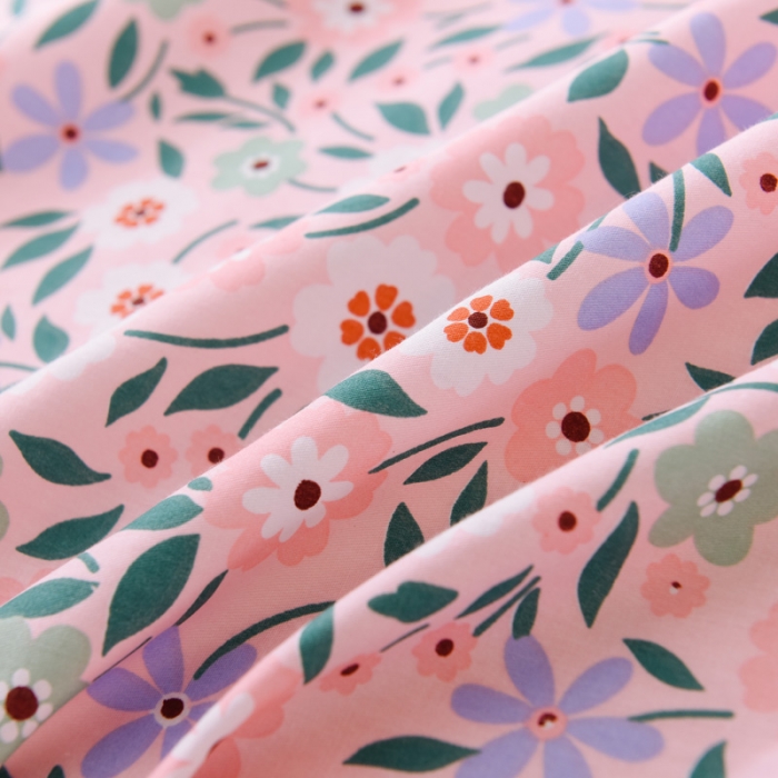 91家纺网 家纺一手货源 找家纺 多品家纺 2023新款12868全棉双针单枕套 风铃花粉