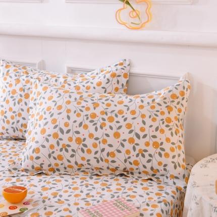 多品家纺 2023新款12868全棉双针单枕套 甜蜜橘