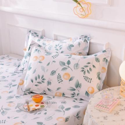 多品家纺 2023新款12868全棉双针单枕套 小蜜橘