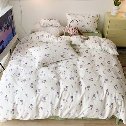 91家纺网 家纺一手货源 找家纺 （总）昔可家纺 2023新款双层纱枕套带蝴蝶结四件套