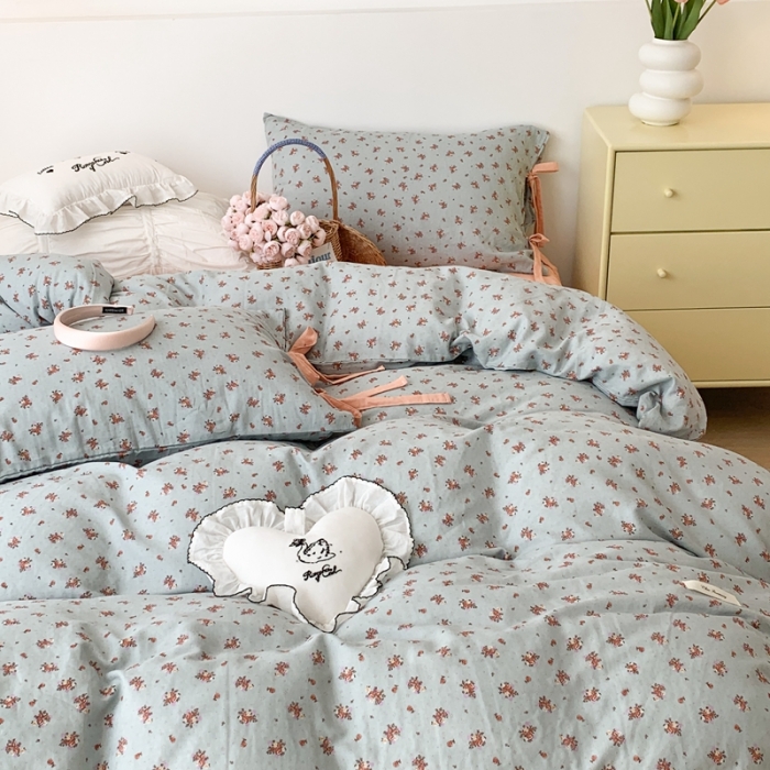 91家纺网 家纺一手货源 找家纺 （总）昔可家纺 2023新款双层纱枕套带蝴蝶结四件套