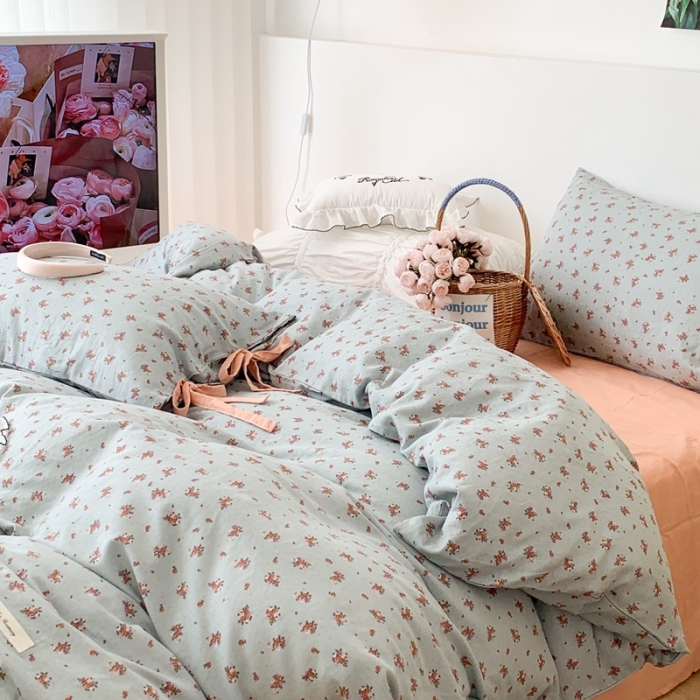 91家纺网 家纺一手货源 找家纺 （总）昔可家纺 2023新款双层纱枕套带蝴蝶结四件套