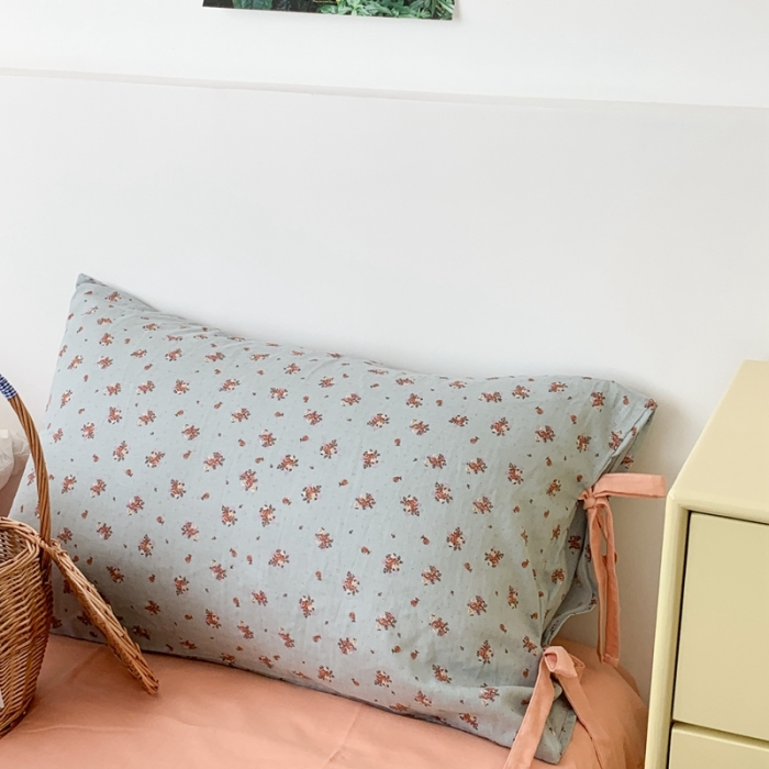 91家纺网 家纺一手货源 找家纺 （总）昔可家纺 2023新款双层纱枕套带蝴蝶结四件套