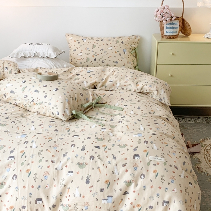 91家纺网 家纺一手货源 找家纺 昔可家纺 2023新款双层纱枕套带蝴蝶结四件套 贝拉的奇幻庄园