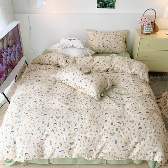 91家纺网 家纺一手货源 找家纺 昔可家纺 2023新款双层纱枕套带蝴蝶结四件套 贝拉的奇幻庄园