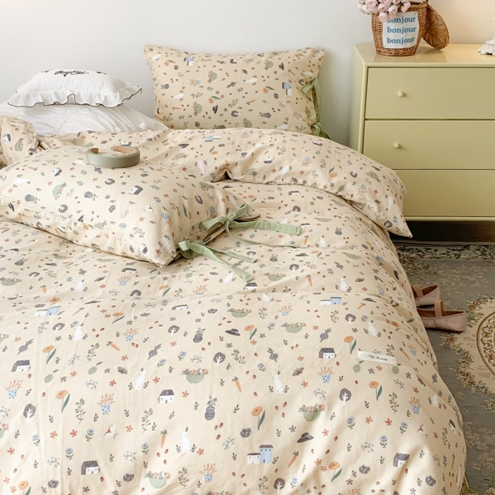 91家纺网 家纺一手货源 找家纺 昔可家纺 2023新款双层纱枕套带蝴蝶结四件套 贝拉的奇幻庄园