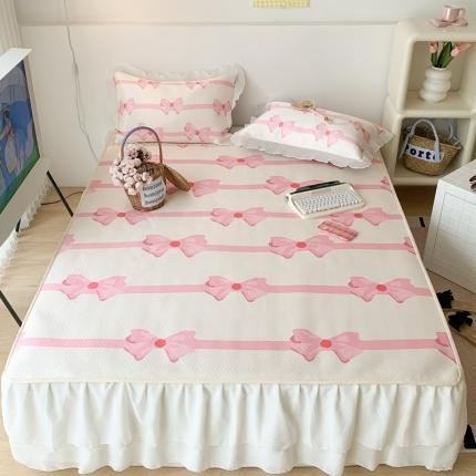 91家纺网 家纺一手货源 找家纺 （总）昔可家纺 2023新款双层雪纺纱花边床裙款凉感软席