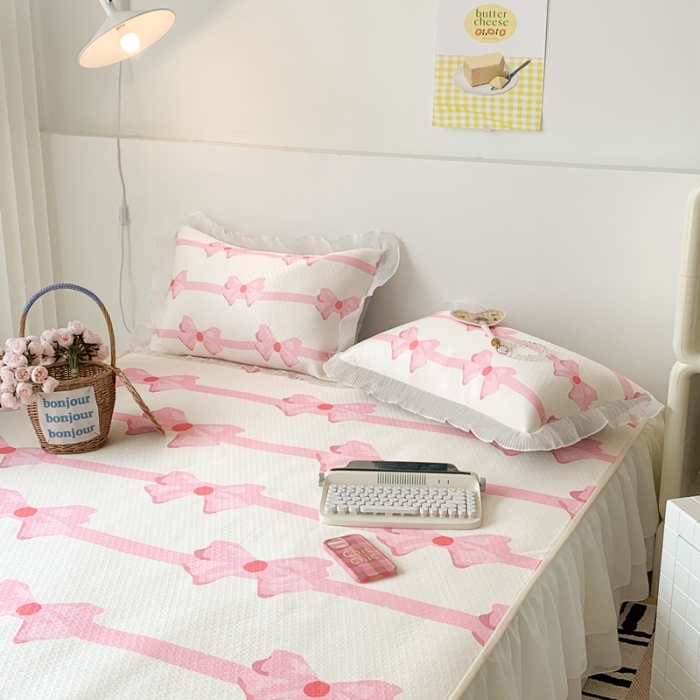 91家纺网 家纺一手货源 找家纺 昔可家纺 2023新款双层雪纺纱花边床裙款凉感软席 芭蕾美学