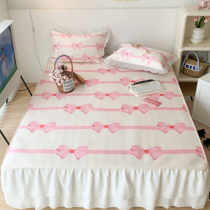 91家纺网 家纺一手货源 找家纺 昔可家纺 2023新款双层雪纺纱花边床裙款凉感软席 芭蕾美学