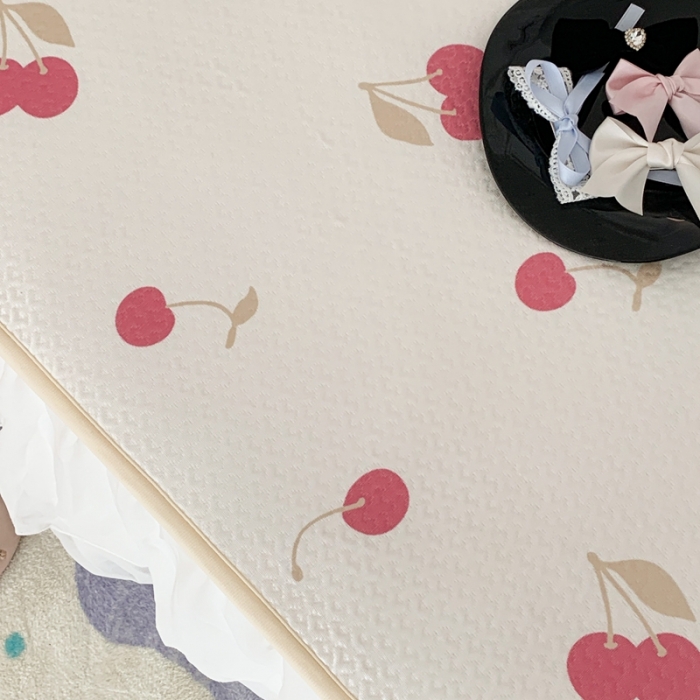 91家纺网 家纺一手货源 找家纺 昔可家纺 2023新款双层雪纺纱花边床裙款凉感软席 微醺小樱桃