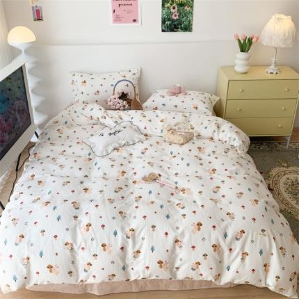 91家纺网 家纺一手货源 找家纺 （总）昔可家纺 2023新款普通款全棉有氧双层纱四件套