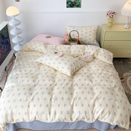 91家纺网 家纺一手货源 找家纺 （总）昔可家纺 2023新款普通款全棉有氧双层纱四件套