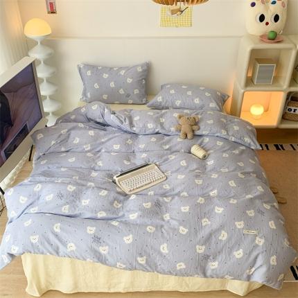 91家纺网 家纺一手货源 找家纺 （总）昔可家纺 2023新款普通款全棉有氧双层纱四件套