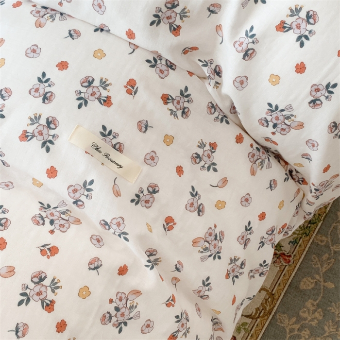 91家纺网 家纺一手货源 找家纺 昔可家纺 2023新款普通款全棉有氧双层纱四件套 珍妮兔兔花