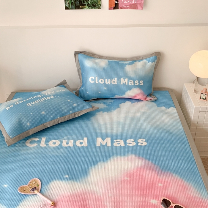 91家纺网 家纺一手货源 找家纺 昔可家纺 2023新款高克重加厚华夫格凉感软席 ins粉色云朵