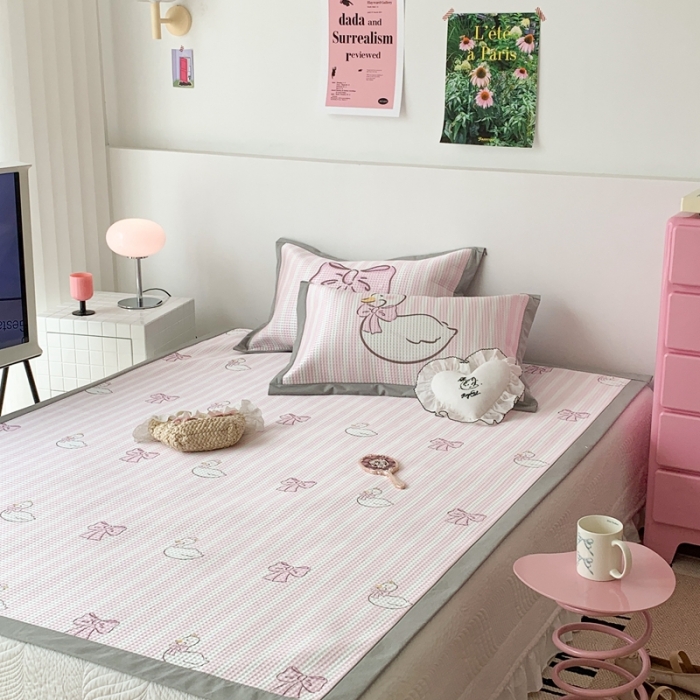 91家纺网 家纺一手货源 找家纺 昔可家纺 2023新款高克重加厚华夫格凉感软席 芭蕾天鹅