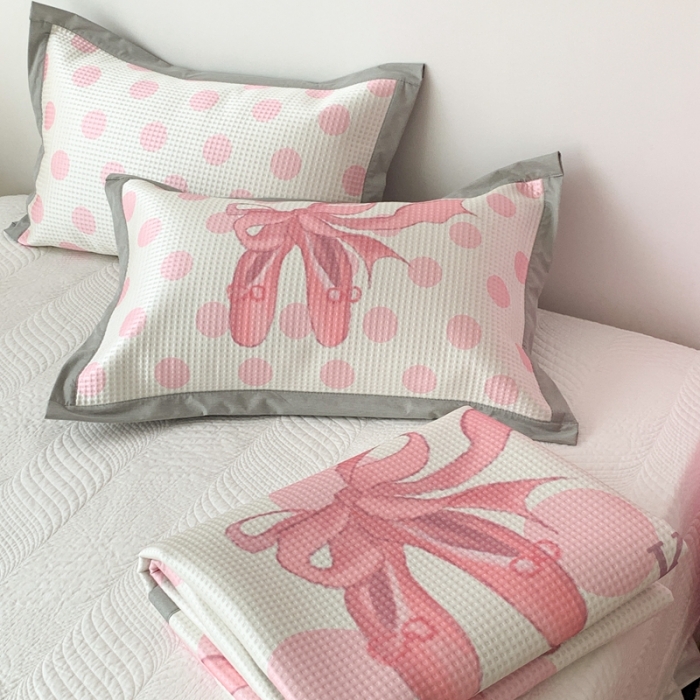 91家纺网 家纺一手货源 找家纺 昔可家纺 2023新款高克重加厚华夫格凉感软席 波点芭蕾鞋