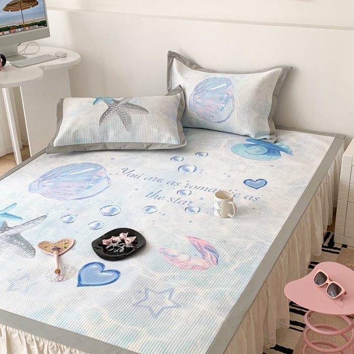 91家纺网 家纺一手货源 找家纺 昔可家纺 2023新款高克重加厚华夫格凉感软席 海底贝壳