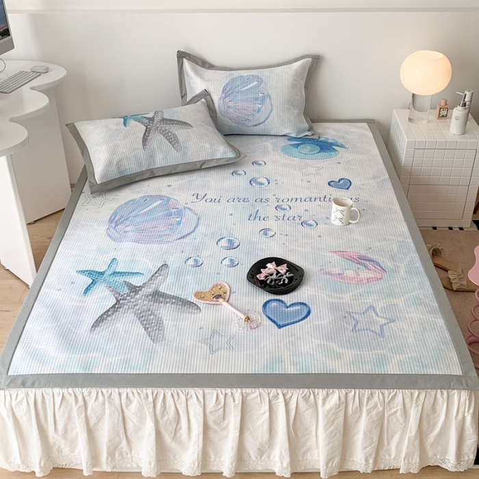 91家纺网 家纺一手货源 找家纺 昔可家纺 2023新款高克重加厚华夫格凉感软席 海底贝壳