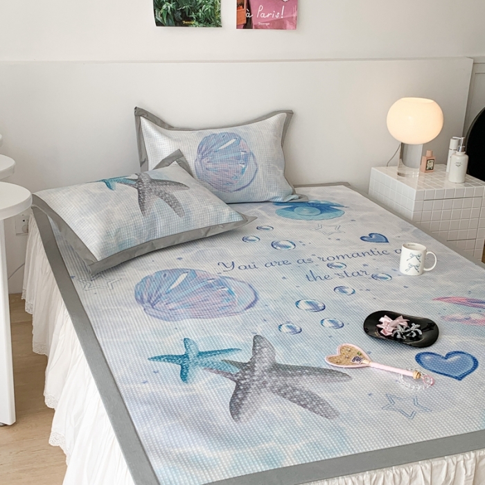 91家纺网 家纺一手货源 找家纺 昔可家纺 2023新款高克重加厚华夫格凉感软席 海底贝壳