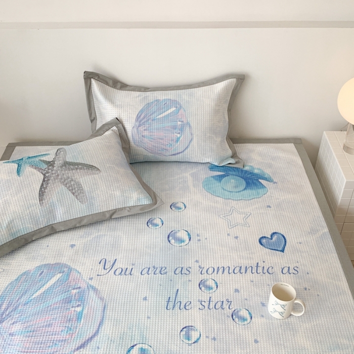 91家纺网 家纺一手货源 找家纺 昔可家纺 2023新款高克重加厚华夫格凉感软席 海底贝壳