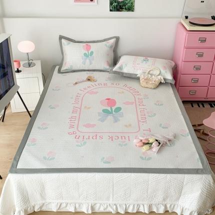 昔可家纺 2023新款高克重加厚华夫格凉感软席 蝴蝶结郁金香