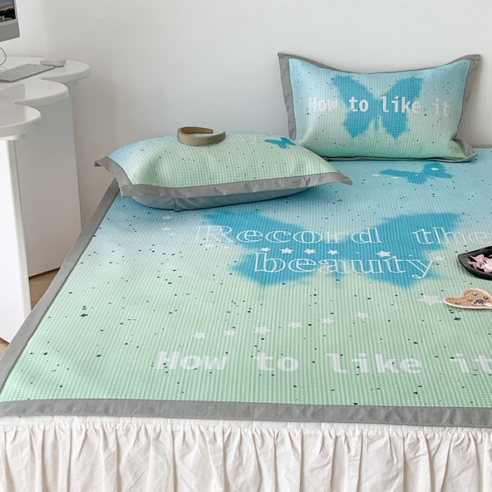 91家纺网 家纺一手货源 找家纺 昔可家纺 2023新款高克重加厚华夫格凉感软席 幻影蝴蝶