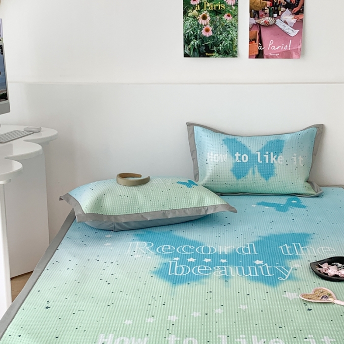 91家纺网 家纺一手货源 找家纺 昔可家纺 2023新款高克重加厚华夫格凉感软席 幻影蝴蝶