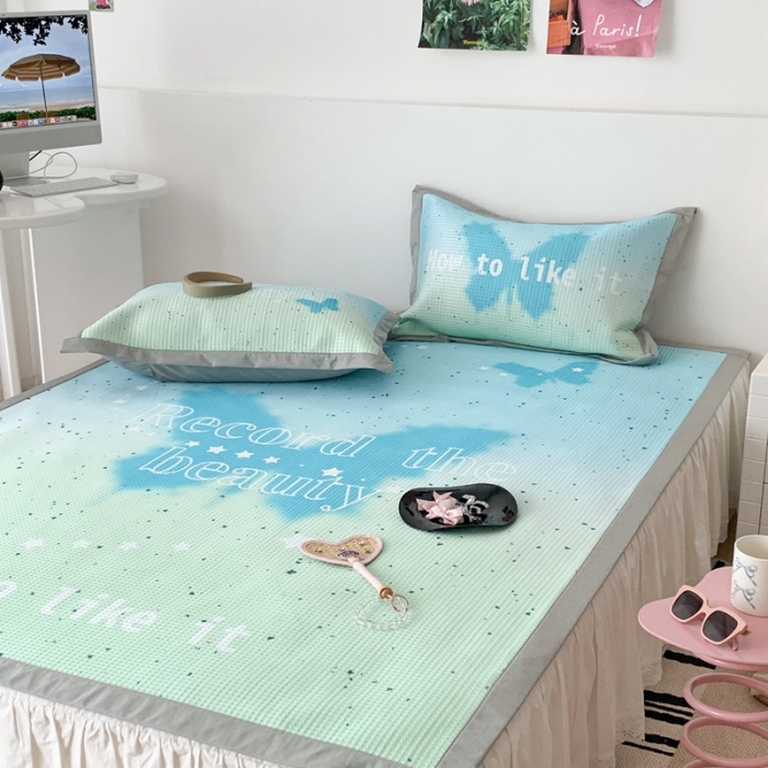 91家纺网 家纺一手货源 找家纺 昔可家纺 2023新款高克重加厚华夫格凉感软席 幻影蝴蝶