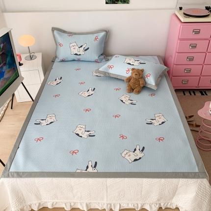 昔可家纺 2023新款高克重加厚华夫格凉感软席 蓝底猫咪