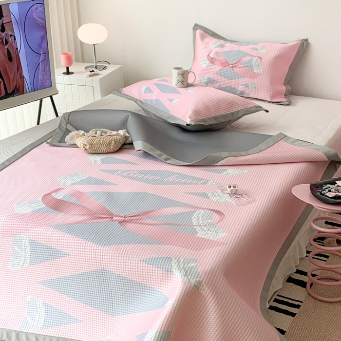 91家纺网 家纺一手货源 找家纺 昔可家纺 2023新款高克重加厚华夫格凉感软席 蕾丝芭蕾