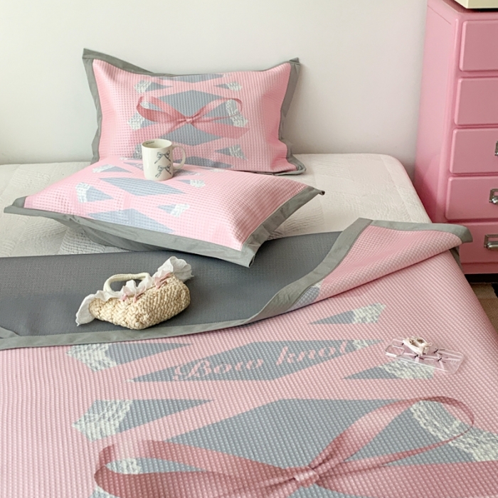 91家纺网 家纺一手货源 找家纺 昔可家纺 2023新款高克重加厚华夫格凉感软席 蕾丝芭蕾