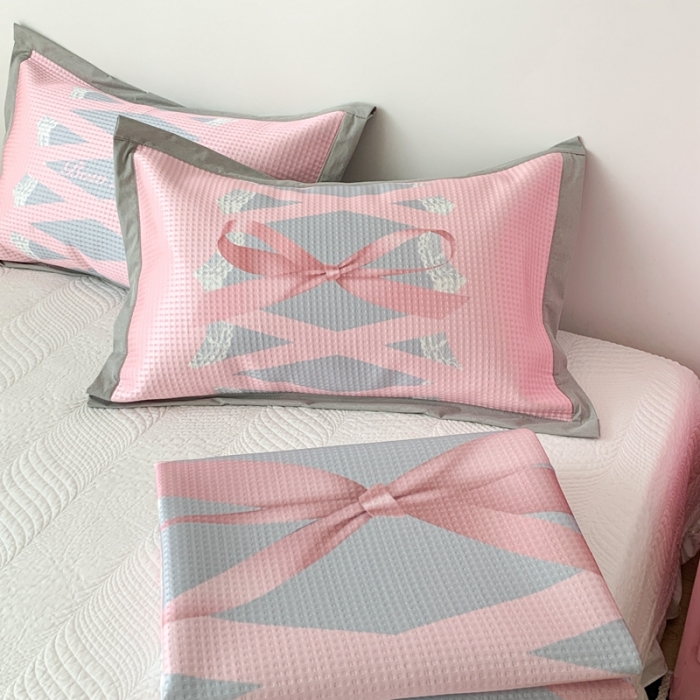 91家纺网 家纺一手货源 找家纺 昔可家纺 2023新款高克重加厚华夫格凉感软席 蕾丝芭蕾